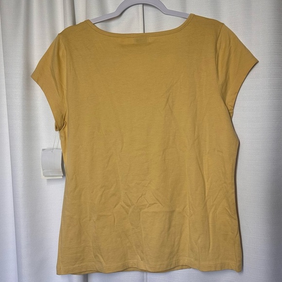 New NWT Liz & Co. Short Sleeve Yellow Henley Top XL Embroidered Liz Claiborne - Picture 6 of 8